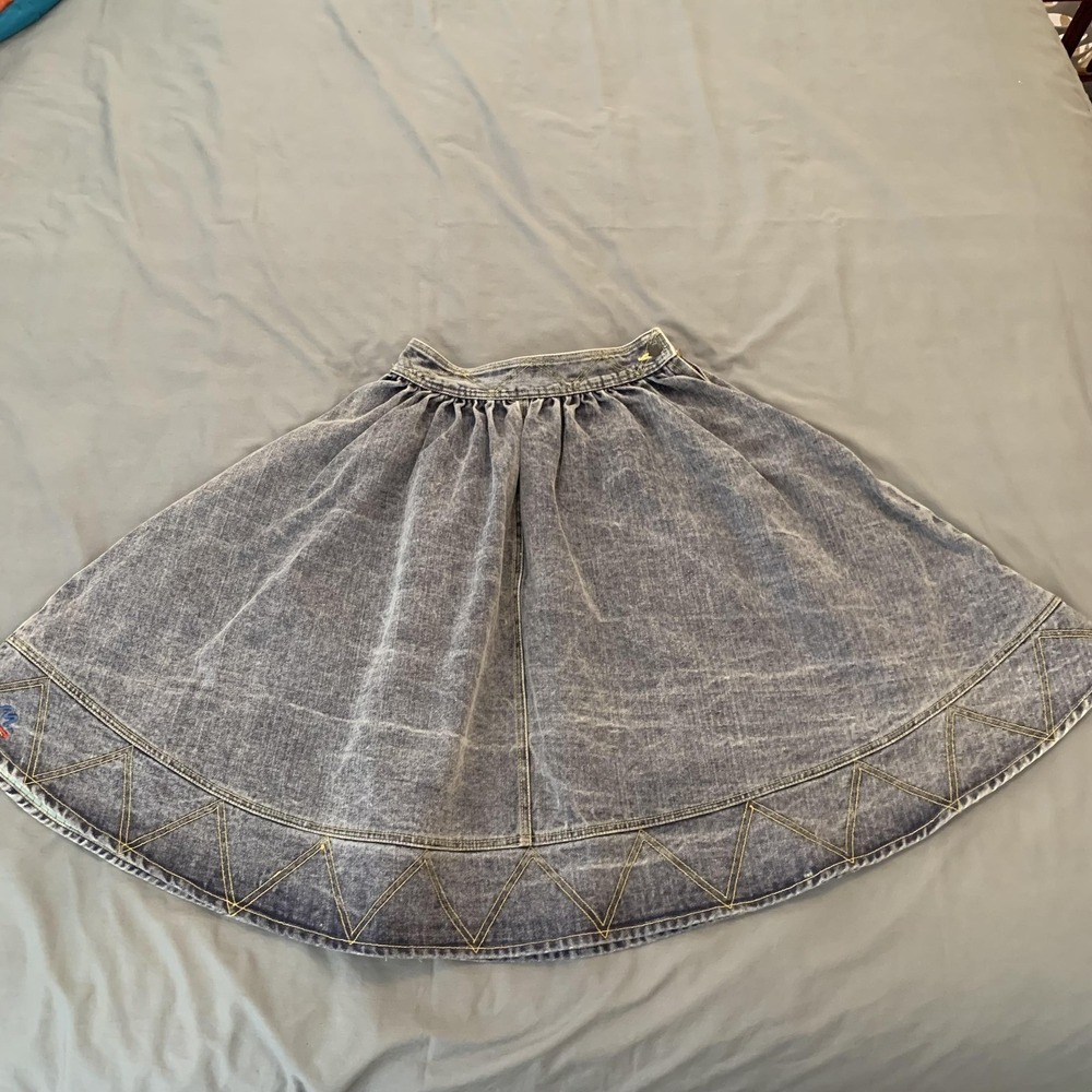 Vintage Peter Max NeoMax Skirt Womens 10 Blue Denim 80s Geometric Artist‎ Taiwan